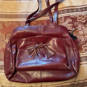 Elegant Burgundy Leather Tote Bag